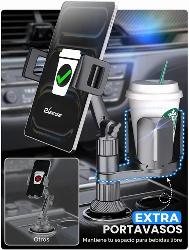Vista 2 de Soporte para taza de tableta 2 en 1, soporte para bebidas extra para coche