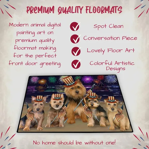 Vista 5 de Doggie of the Day Australian Terrier Dogs Floor Mat - 4th of July Independence Day - Best Dog Doormat - Protector Decor - Unique Portrait Art