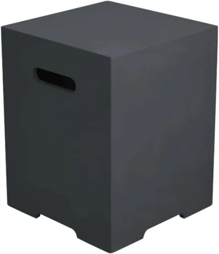 Vista 5 de AMS Chimenea Elementi Cubierta cuadrada de tanque de propano estilo Nápoles de 20 libras Base de hormigón GFRC Dimensiones: 17.3 x 17.3 x 25.6