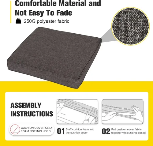 Vista 3 de KINTNESS Fundas de cojín de repuesto para sofá modular de ratán de 7 piezas, 14 fundas impermeables para cojines de patio con cremallera