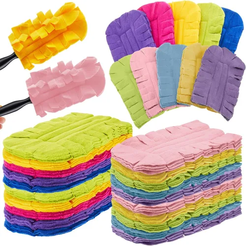 Vista 36 de Zubebe 3 piezas de repuesto de plumero de forro polar reutilizables, plumeros planos de plumas, almohadillas de limpieza lavables para múltiples
