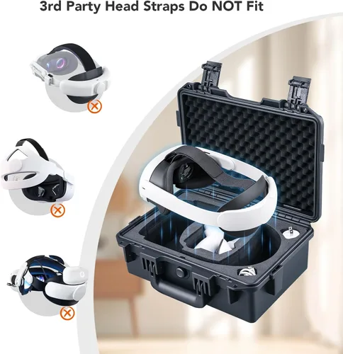 Vista 3 de Lykus Titan OQ200 - Funda rígida impermeable, funciona con Quest 3S/Quest 3/Quest 2, compatible con correa oficial Elite, mejor protección