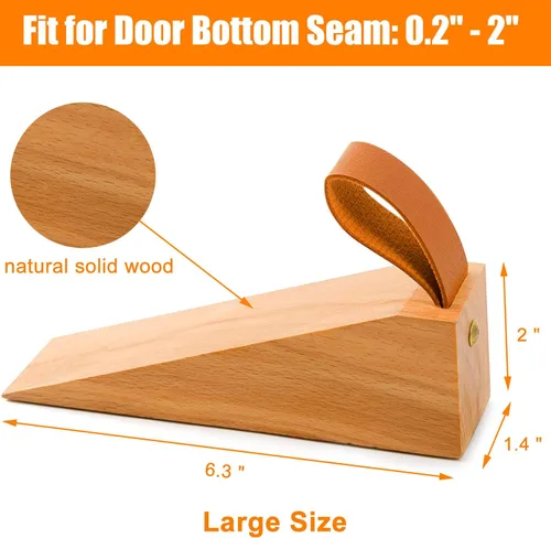 Vista 3 de Cuña antideslizante grande de madera para puerta, cuña de puerta de madera sólida, cuñas de puerta resistentes y duraderas, se ajusta a la costura