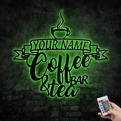 Vista 6 de Letrero de metal personalizado para barra de café, varios tamaños, placa de pared para decoración de cocina, regalos personalizados para amantes