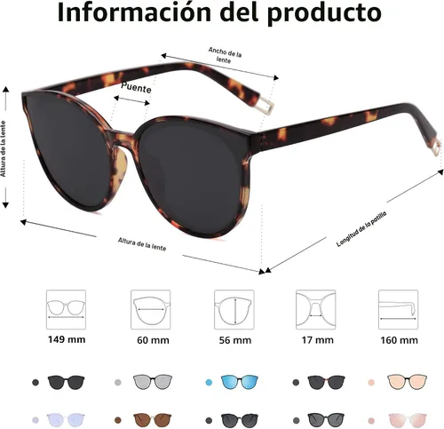 Vista 4 de SOJOS Gafas de sol redondas de moda para mujeres y hombres, estilo vintage de gran tamaño SJ2057 Tortuga ámbar/gris