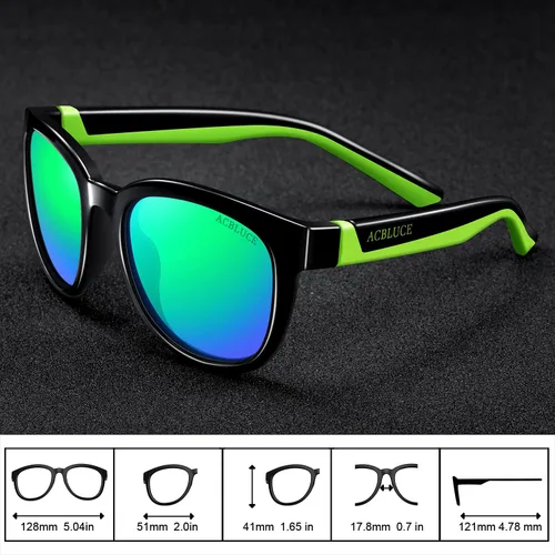 Vista 2 de ACBLUCE - Gafas de sol deportivas polarizadas con marco de TPEE con correa ajustable para niños y niñas de 6 a 12 años