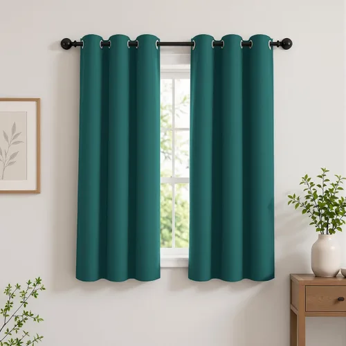 Vista 131 de Cortinas de oscurecimiento de habitación de 45 pulgadas de largo para dormitorio y sala de estar, cortinas térmicas aislantes con ojales