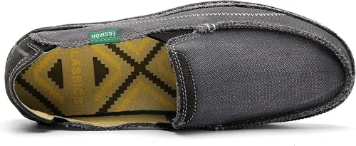 Vista 4 de JAMONWU Zapatos de lona para hombre sin cordones antideslizantes informales planos para exteriores mocasines casuales