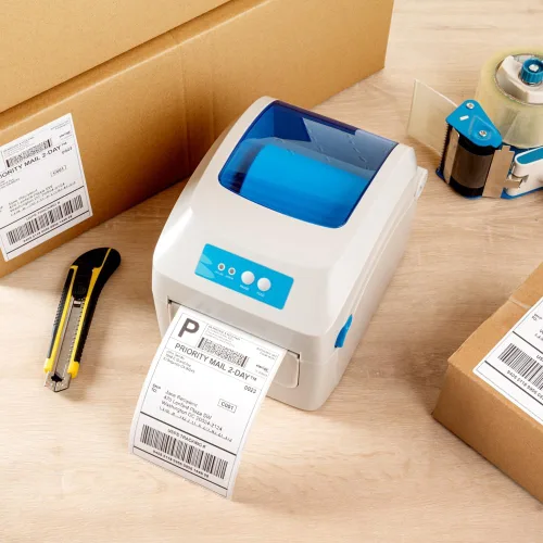 Vista 4 de Restaurantware Label Tek - Etiquetas térmicas directas de 6 x 4 pulgadas, 1 rollo de 250 etiquetas, etiquetas térmicas extraíbles de papel blanco