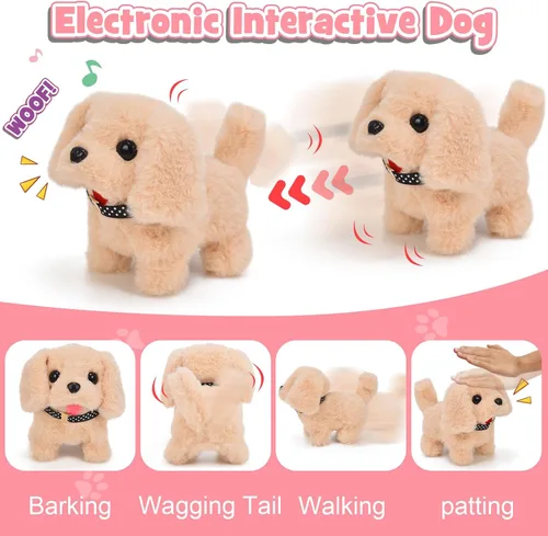 Vista 3 de G.C 13Pcs Dog Toys for Kids Girls, Walking Barking Electronic Interactive Stuffed Dog Plush with Carrier & Accessories Toys Pretend Play Puppy Pet