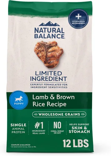 Vista 13 de Natural Balance Alimento seco para cachorros de ingredientes limitados con granos saludables, receta de cordero y arroz integral, 4 libras