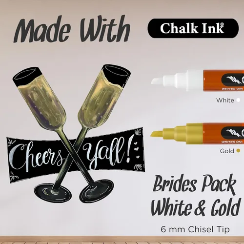 Vista 7 de Chalk Ink Marcadores de tiza metálica - Marcadores de pizarra con punta de Oro y blanco