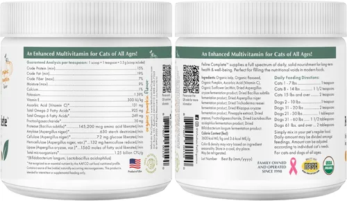 Vista 8 de Wholistic Pet Organics Feline Complete Organic Pumpkin - 4 onzas - Multivitamínico y probiótico en polvo para gatos - Alimento natural para gatos