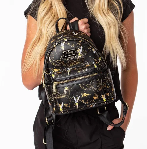 Vista 7 de Loungefly Disney Tinkerbell Neverland Treasure Map - Mini mochila con estampado Little Little Of Pixie Dust Negro