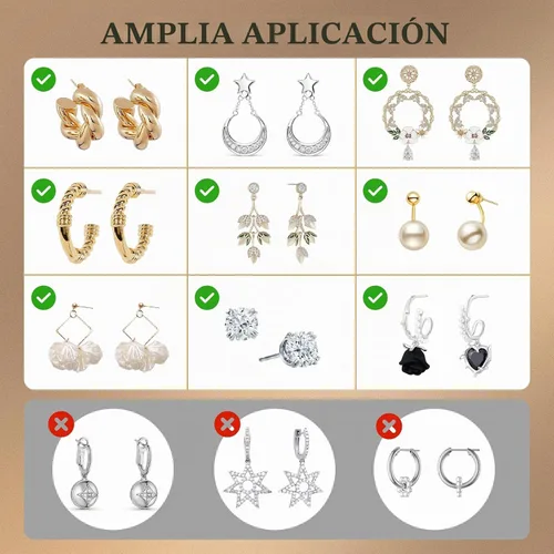 Vista 5 de Parte trasera de aretes para orejas caídas, de silicona de oro de 18 quilates, adecuadas para aretes y aretes pesados, transparentes