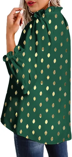 Vista 4 de Avanova - Blusa de manga larga con estampado de leopardo y dobladillo con cuello alto falso para mujer