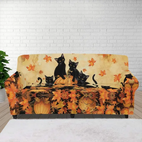 Vista 32 de Horeset Funda elástica para silla con diseño de flores hippie otoñales, funda para sofá, lavable, protección de muebles con espuma antideslizante
