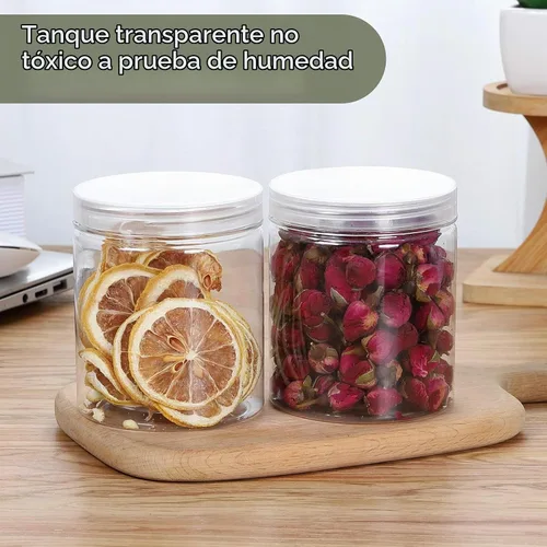 Vista 7 de Tarros de plástico de 16 onzas con tapas, paquete de 12 recipientes de plástico transparente para almacenamiento de alimentos de cocina y hogar