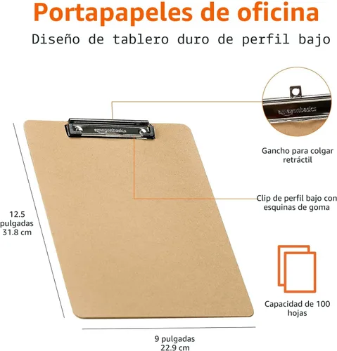 Vista 6 de Amazon Basics Portapapeles para oficina, 6 unidades, marrón