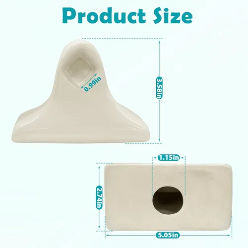 Vista 2 de Paquete de 2 toalleros de porcelana para barra de toallero, soporte de poste de soporte de azulejos, soporte de cerámica para toallas de baño, Beige