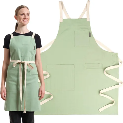 Vista 11 de MEEMA Cooking Aprons for Women with Pockets Comfortable One Size Fits All Upcycled Adjustable Cross Back Aprons for Men