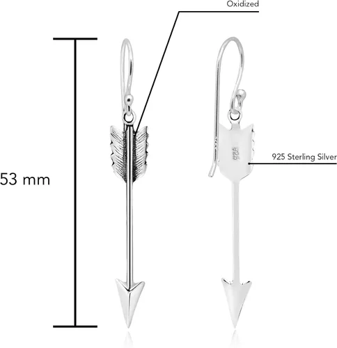 Vista 4 de AeraVida Aretes colgantes minimalistas de plata de ley 925 con flecha de cazador, Plata Cobre