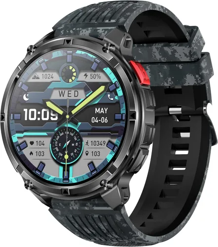 Vista 18 de Relojes inteligentes múltiples modos deportivos para hombres con linterna, reloj inteligente para Android y iPhone, pantalla táctil HD de 1.7 Negro
