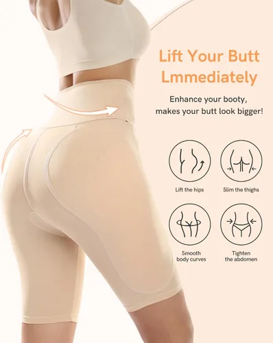Vista 3 de Almohadillas moldeadoras para la cadera, ropa interior acolchada con control de abdomen para mujer, bragas con levantamiento de glúteos, faja