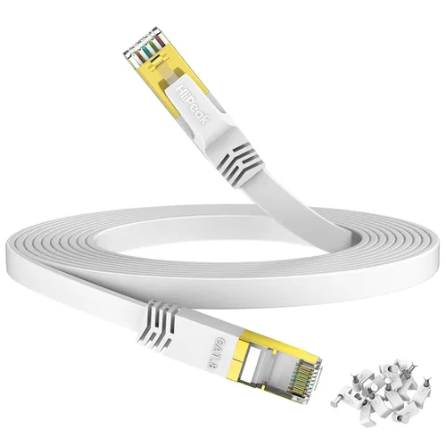 Vista 11 de HiiPeak Cable Ethernet Cat 8 de 3 pies, cable de Internet trenzado plano de nailon, cable LAN de red de alta velocidad de 40 Gbps, cable RJ45