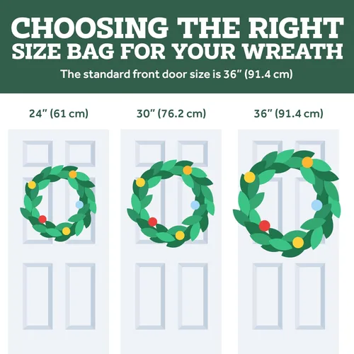 Vista 7 de ZOBER - Contenedor de almacenamiento para coronas de Navidad de 30 pulgadas - Bolsa para coronas de Navidad con doble cierre y asas duraderas - Verde