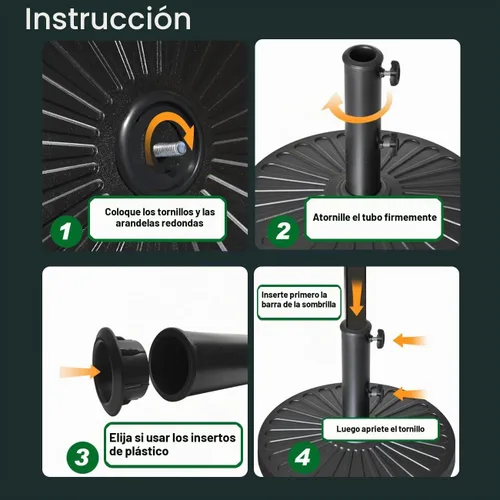 Vista 5 de EliteShade USA Base de Sombrilla Soporte Market Patio Exterior Resistente Portasombrillas con Patrón Radial Cóncavo, Negro
