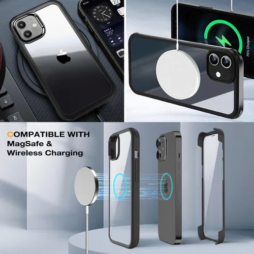 Vista 3 de Funda para iPhone 11 con protector de pantalla [vidrio templado 9H integrado], protección de cuerpo completo 360 de doble capa protectora
