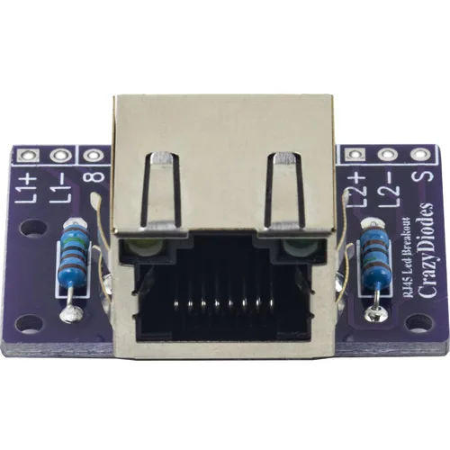 Vista 3 de 4pcs RJ45 Ethernet conector Breakout Board 13 Pin con 2 luz LED, 4 cabezales de pin macho