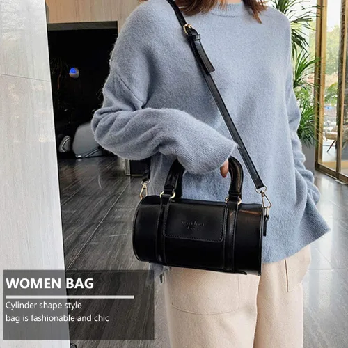 Vista 9 de ValiCLUD - Bolsa de moda para bolso retro con forma de cilindro, Negro), 483