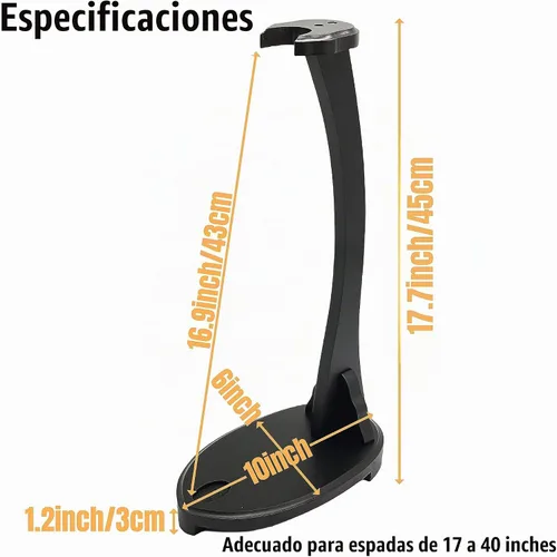 Vista 2 de Soporte de espada vertical samurái Katana Tanto soporte de exhibición forma de cisne 9.1 in / 17.3 in / 22.8 in Medio