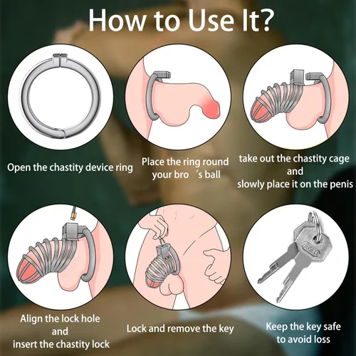 Vista 5 de Jaula para el pene con dispositivos de castidad masculina, juguete sexual con jaula de castidad cerrada, jaula de castidad de metal grande