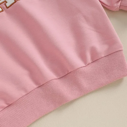 Vista 6 de BULINGNA Sudadera casual para bebé niña de otoño e invierno, letras bordadas, manga larga