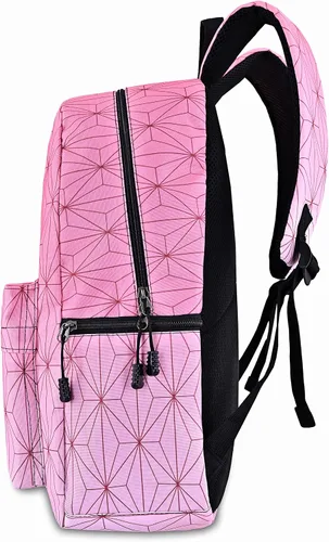 Vista 3 de Roffatide Mochila de anime negro verde a cuadros mochila de gran capacidad para computadora portátil, Nezuko, Classic