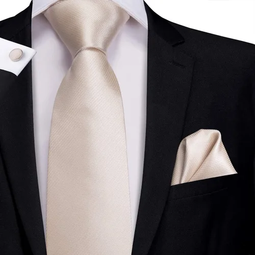 Vista 3 de Hi-Tie Corbatas de seda tejidas para hombre con bolsillo cuadrado y gemelos