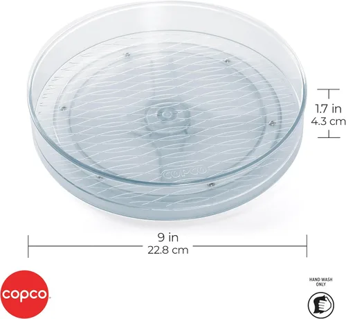 Vista 5 de Copco Lazy Susan - Organizador giratorio de plástico transparente para cocina, despensa, refrigerador, baño y encimera de 9 pulgadas