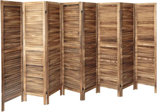 Vista 10 de ECOMEX Divisor de habitación de madera de 6 paneles de 5.6 pies de alto, paneles de pantalla de privacidad plegables, pared divisora de habitación
