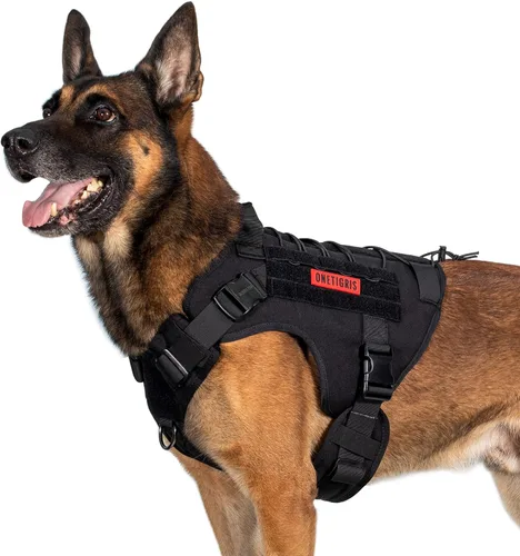 Vista 8 de OneTigris FIRE Watcher 2.0 Arnés Anti-tirones para Perro con Asa - Chaleco de Perro de Servicio Ajustable para Perros Grandes y Medianos (S, Naranja)