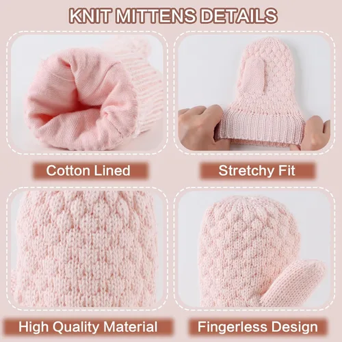 Vista 34 de Guantes de punto para bebés, niños y niñas, guantes de invierno para recién nacidos, guantes de 0 a 3 años