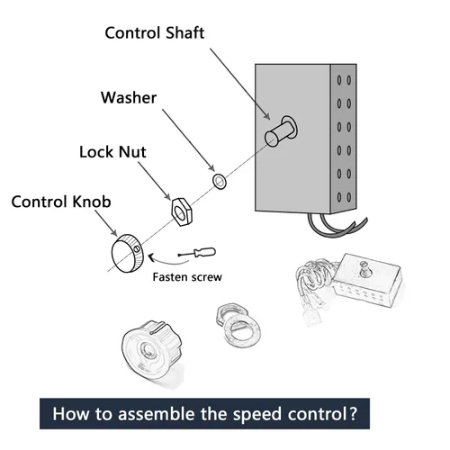 Vista 3 de Hongso Interruptor de encendido/apagado de velocidad de reóstato variable Ctrl con 2 conectores macho para ventilador de estufa de chimenea, control