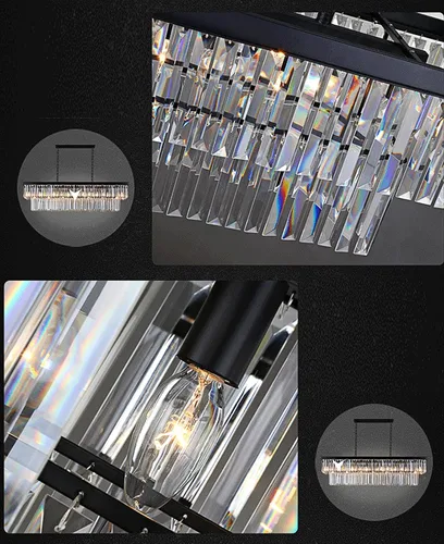 Vista 7 de Crytal Chandeliers - Lámpara colgante rectangular negra con cristal K9