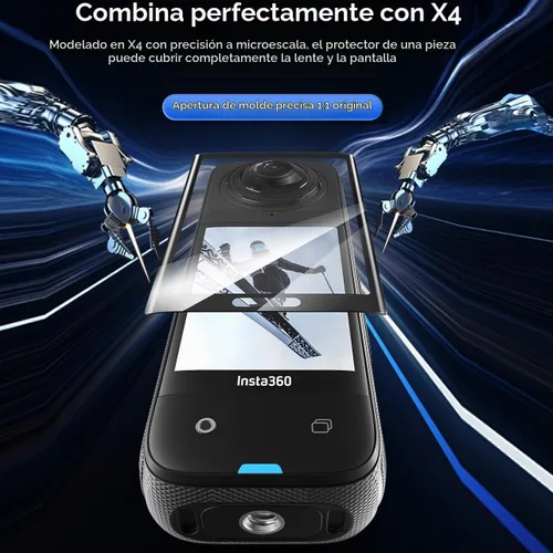 Vista 9 de Insta 360 X4 - Funda de aluminio con marco de metal, protector de lente con tapa de lente de silicona, protector de pantalla para cámara Insta360 X4