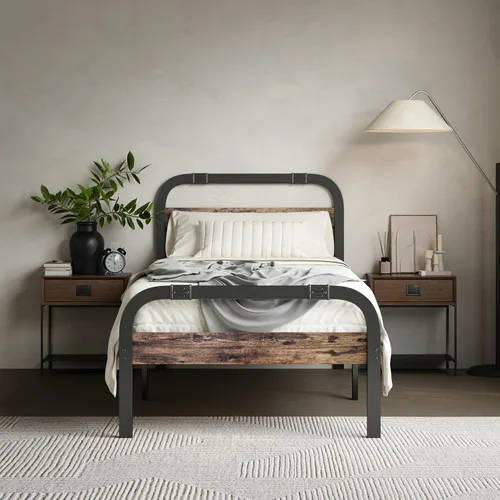 Vista 10 de ZIYOO Base de cama Queen de 14 pulgadas con cabecero, marco de cama de plataforma resistente, no necesita somier, sin ruido, espacio