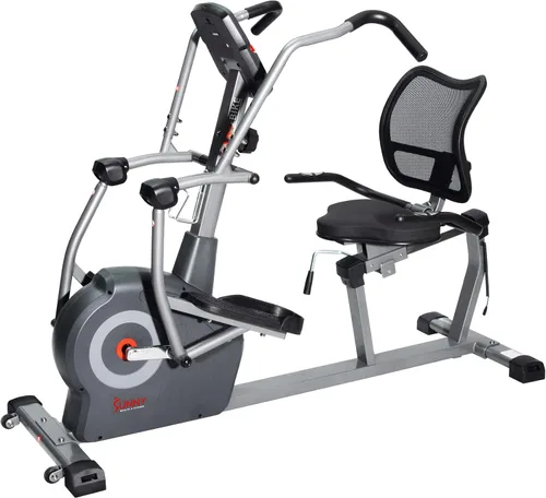 Vista 7 de Sunny Health & Fitness Elite Recumbent Cross Trainer y máquina elíptica con resistencia magnética de 12 niveles, asiento de fácil ajuste