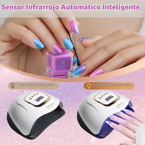 Vista 4 de Lámpara de uñas LED UV con 81 cuentas, lámparas de curado de uñas de 380 W para esmalte de gel con sensor automático/4 ajustes de temporizador