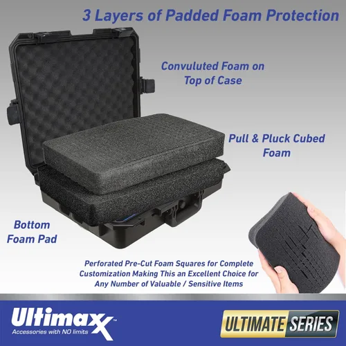 Vista 3 de Ultimaxx Estuche rígido impermeable con cerradura para todo tipo de clima, para uso con cámaras, drones, equipos de topografía, equipo de pesca